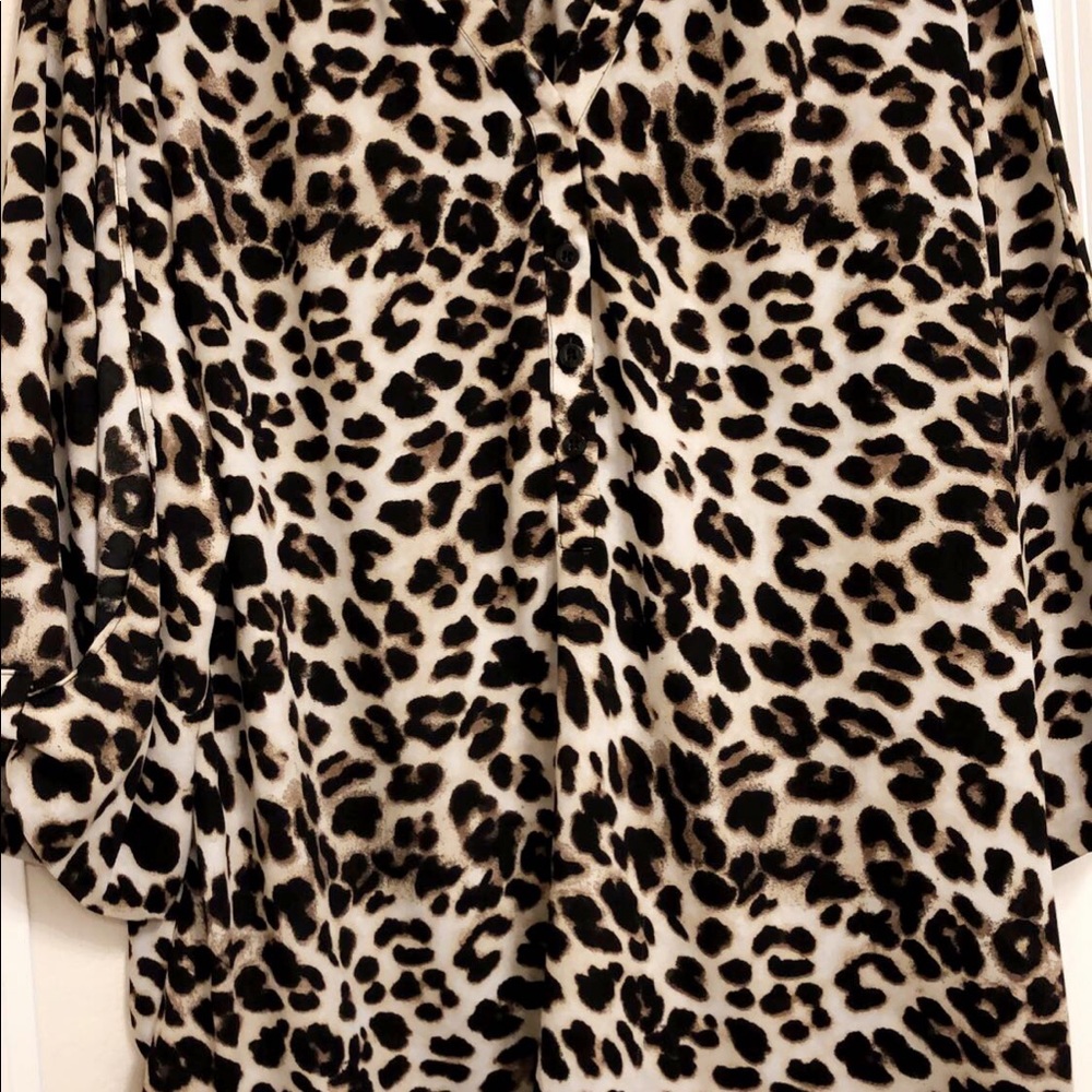 Leopard print peasant top